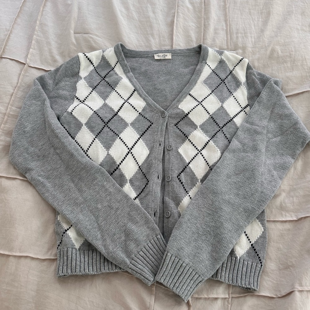 Gray Argyle Cardigan John Galt/Brandy Melville